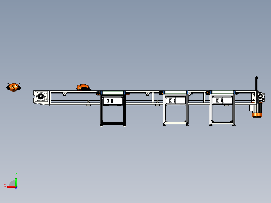 用于鸡肉切割的带式输送机3D图纸后视图