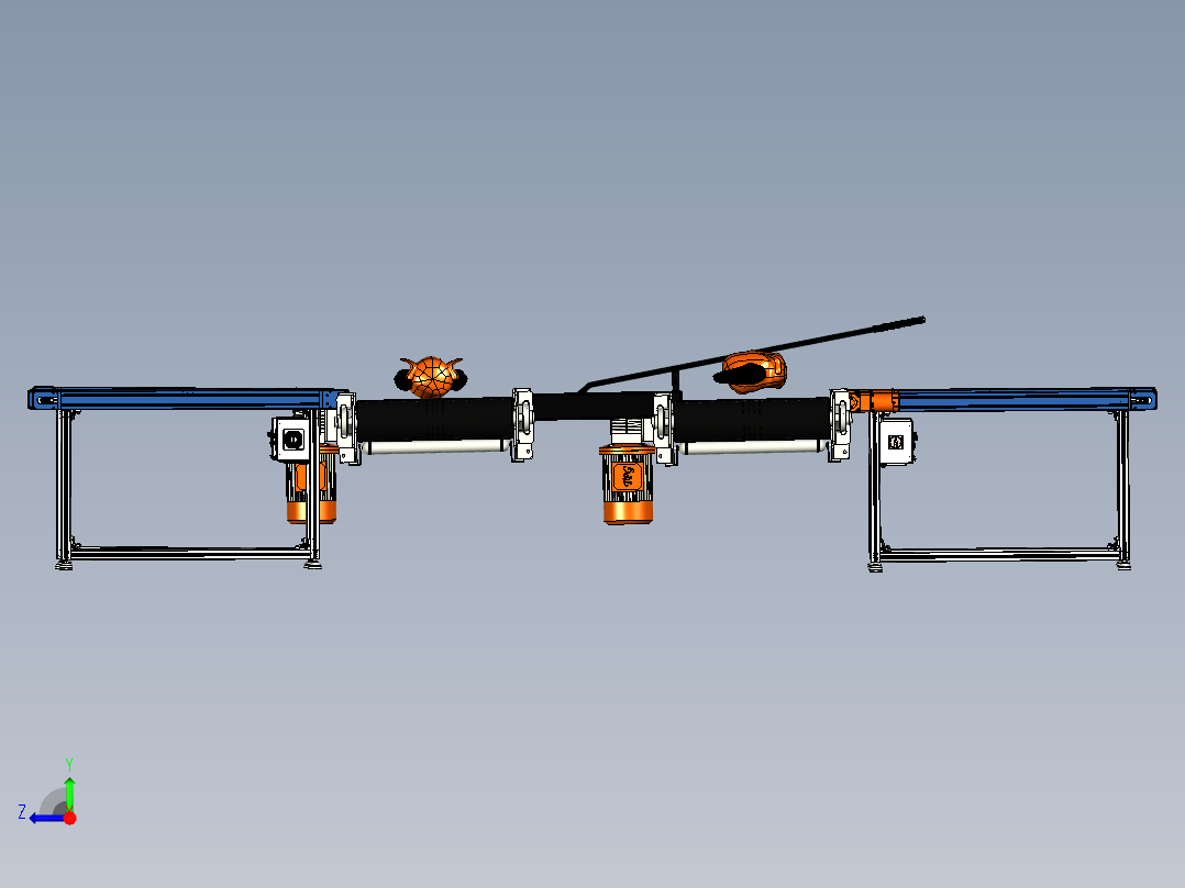 用于鸡肉切割的带式输送机3D图纸右视图