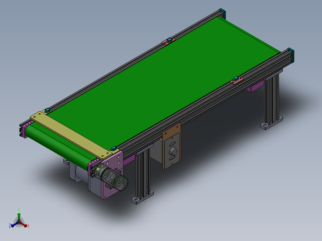 小型传送带输送机(参数可编辑，可用生产）==410048==25正等轴测图