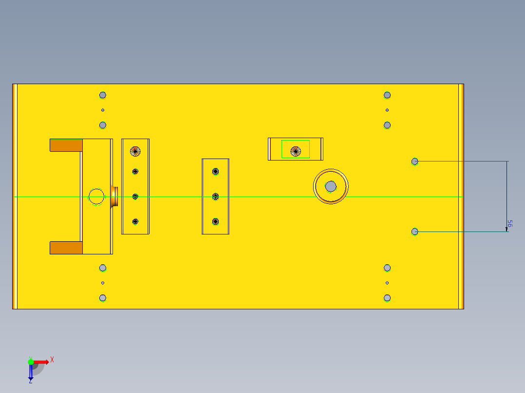 831001后托架加工工艺及镗三杠孔夹具设计【含三维UG】俯视图