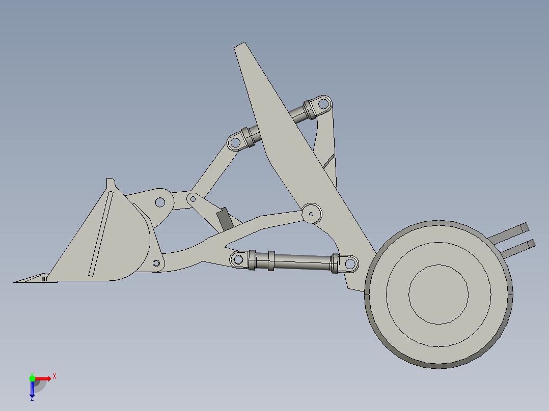 P128-装载机CAD图及三维PROE建模俯视图