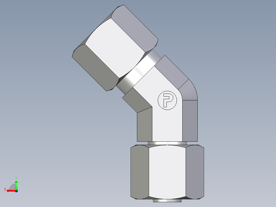 卡套式工业通用硬管接头EO_Swivel_nut_45_deg_elbow_EV08ZL71后视图