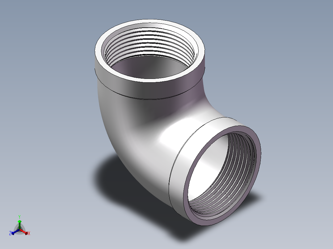 弯头-90°等径 DN32正等轴测图