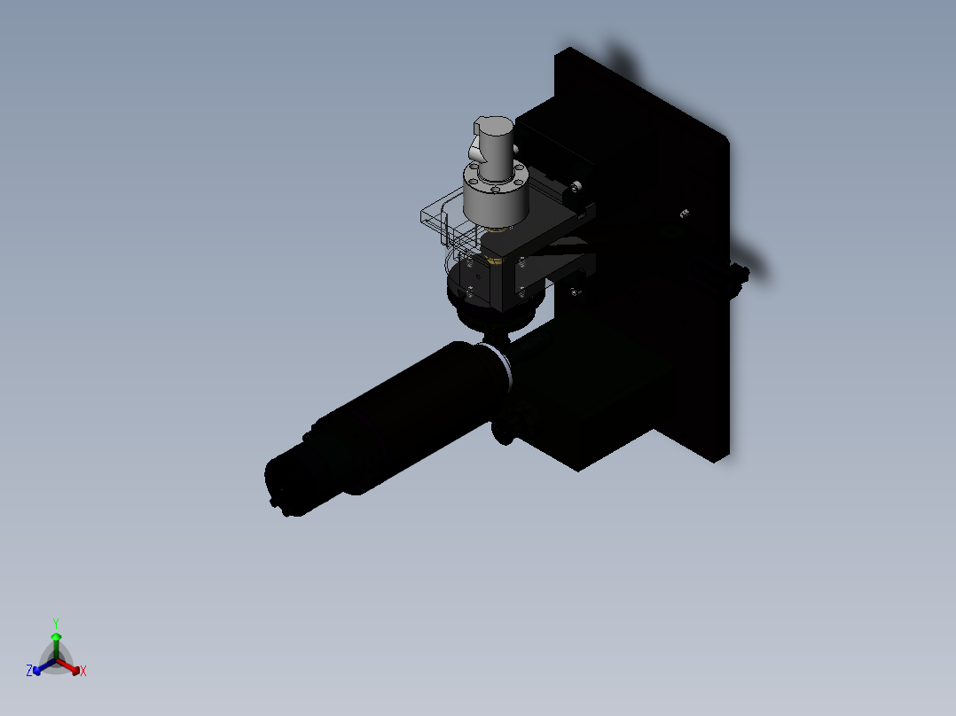 齿轮径向轴向加工带钻孔机床(sw21可编辑+cad)正等轴测图