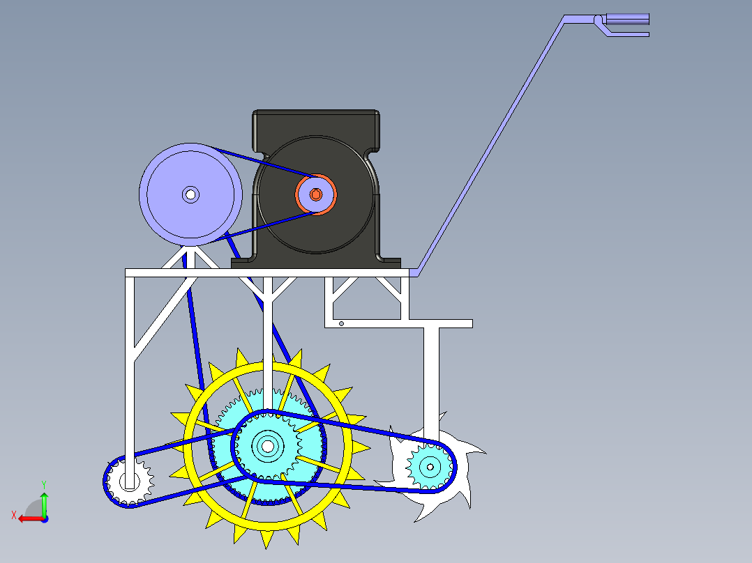 玉米播种机（cero6.0+cad+说明书）后视图