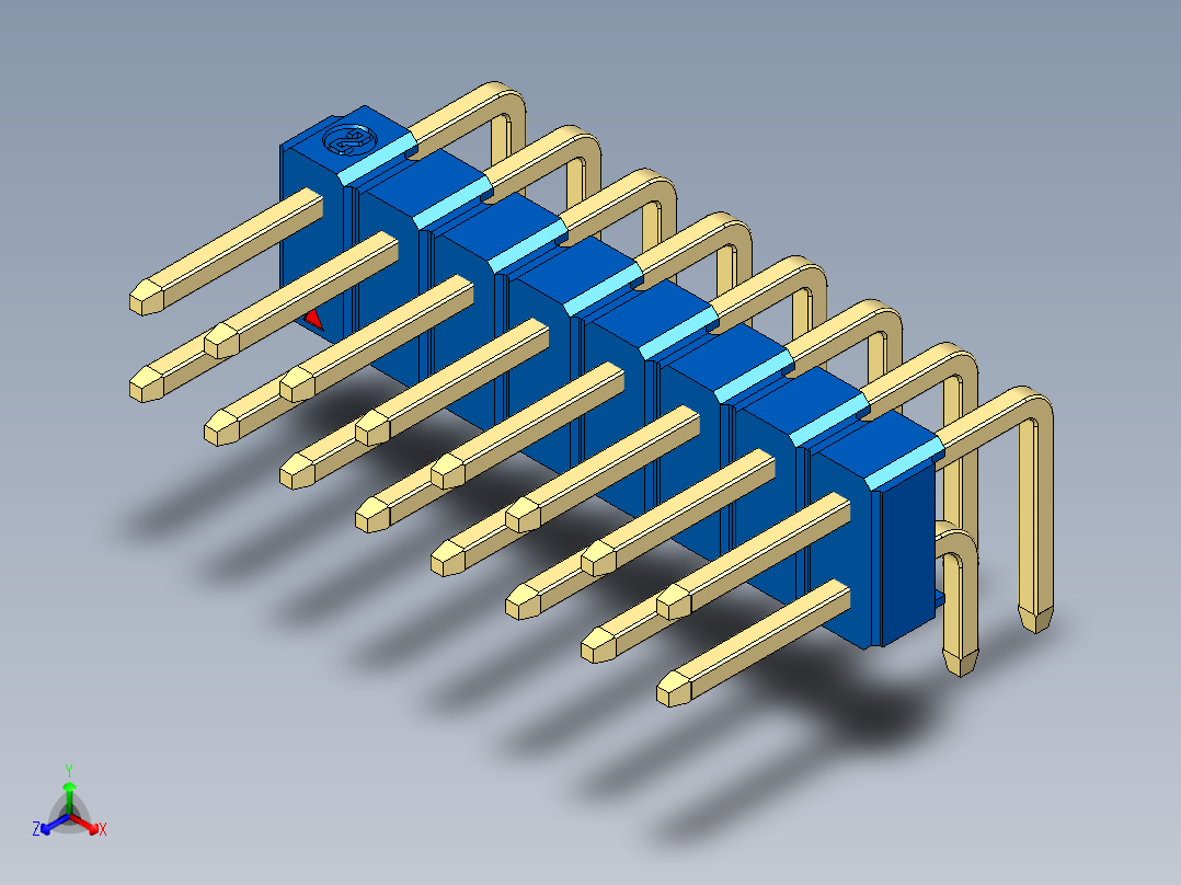 彩色公排针 100mil 2.54mm 系列-DS1022_blue_2x08p_100mil_TypeD_rev1.0