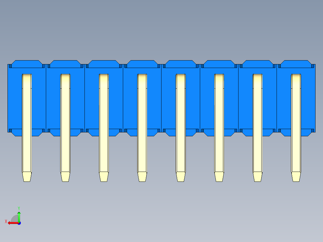 彩色公排针 100mil 2.54mm 系列-DS1022_blue_2x08p_100mil_TypeD_rev1.0后视图