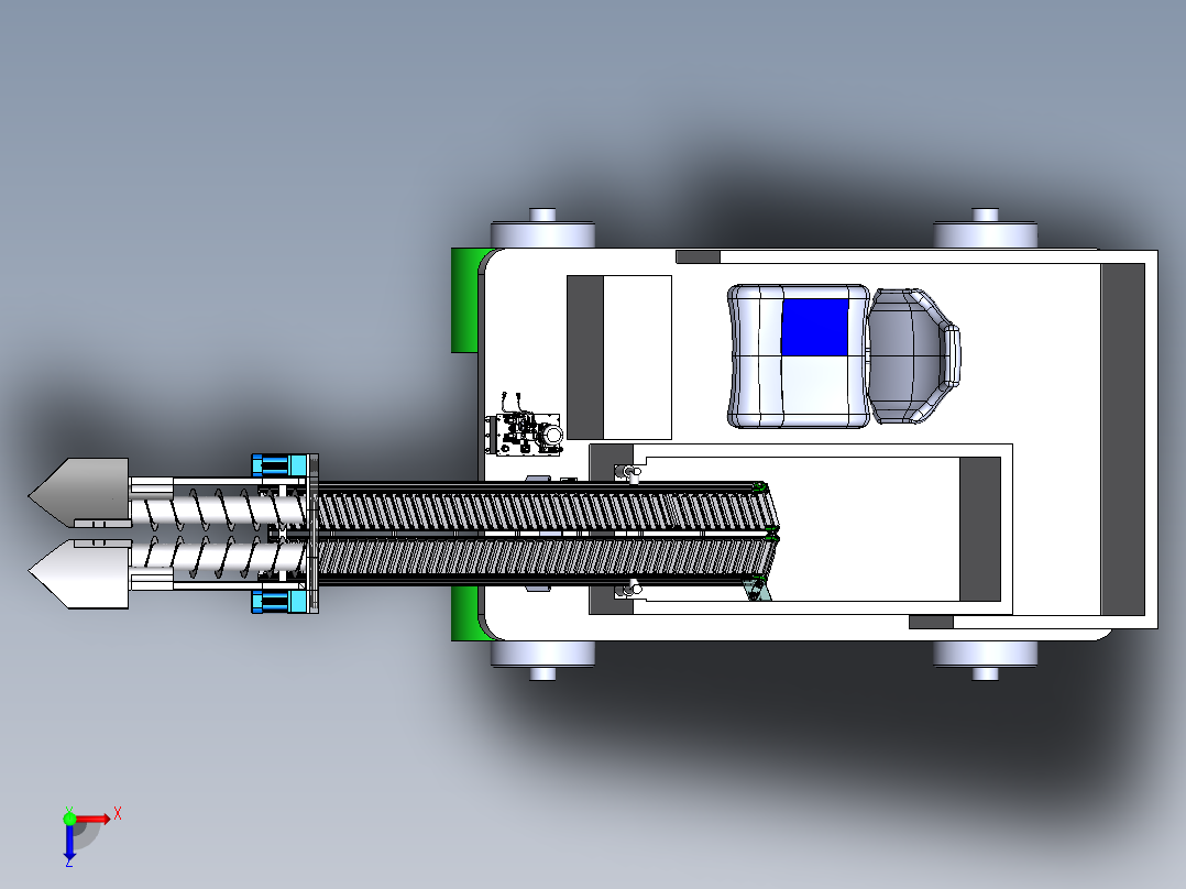 白菜采收机三维+CAD图纸俯视图