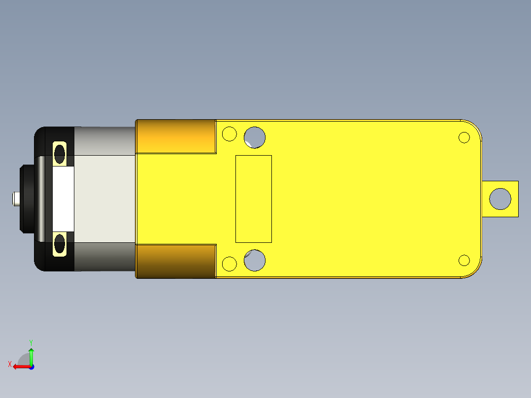 单向（单轴）TT齿轮箱电机详细模型后视图