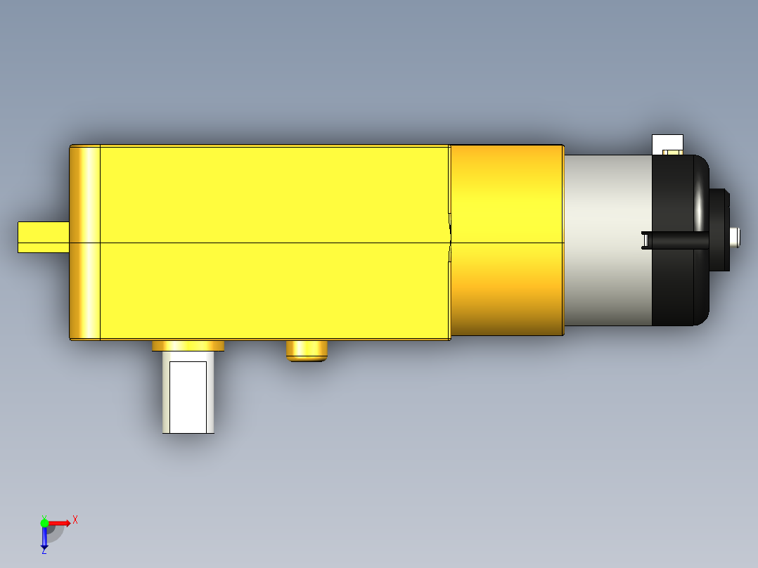 单向（单轴）TT齿轮箱电机详细模型俯视图
