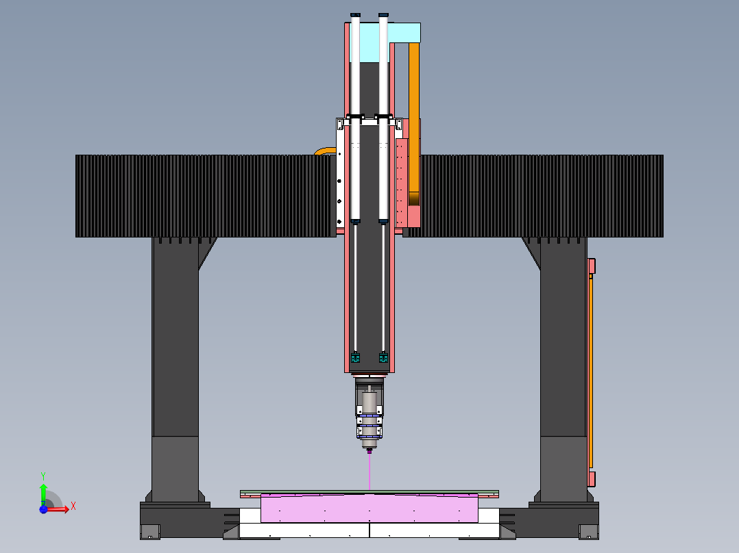 2513五轴雕刻机（sw14可编辑+bom+工程图）前视图