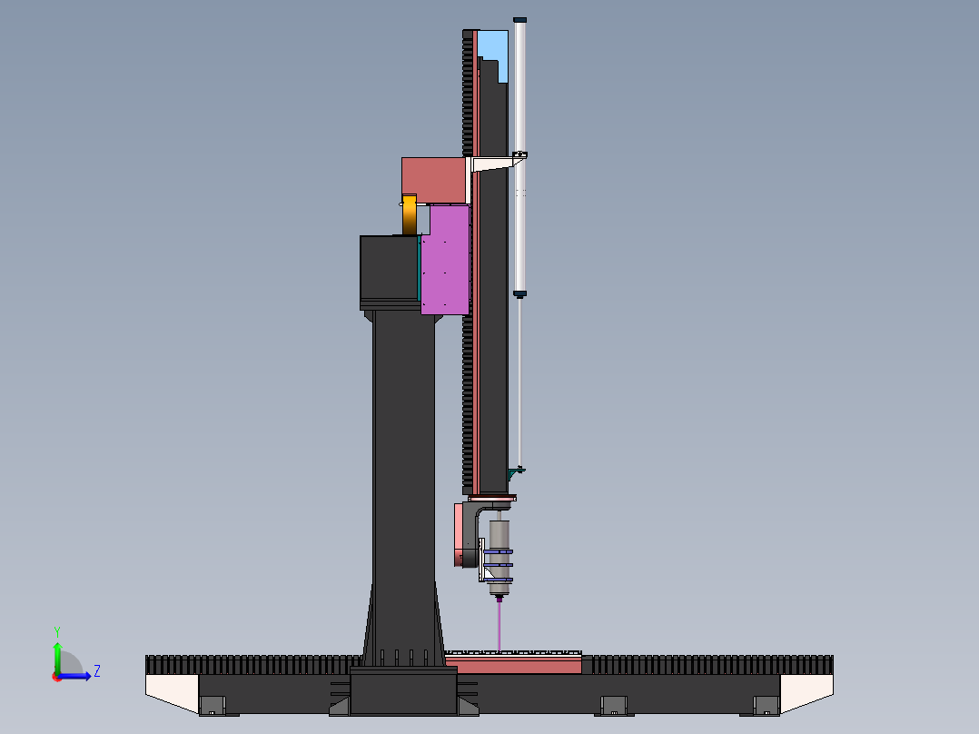 2513五轴雕刻机（sw14可编辑+bom+工程图）左视图