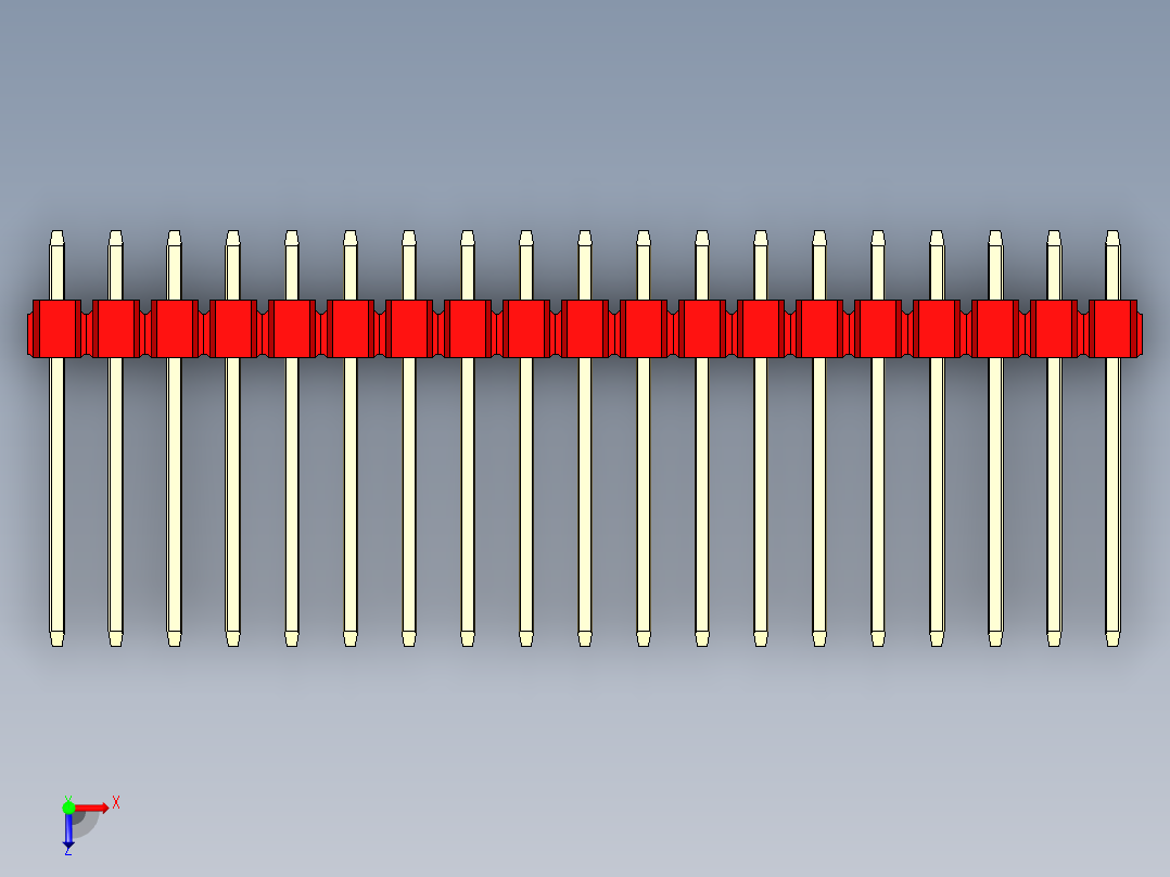 彩色公头100mil（2.54mm）系列-DS1021_red_2x19p_100mil_Type5_rev1.0俯视图