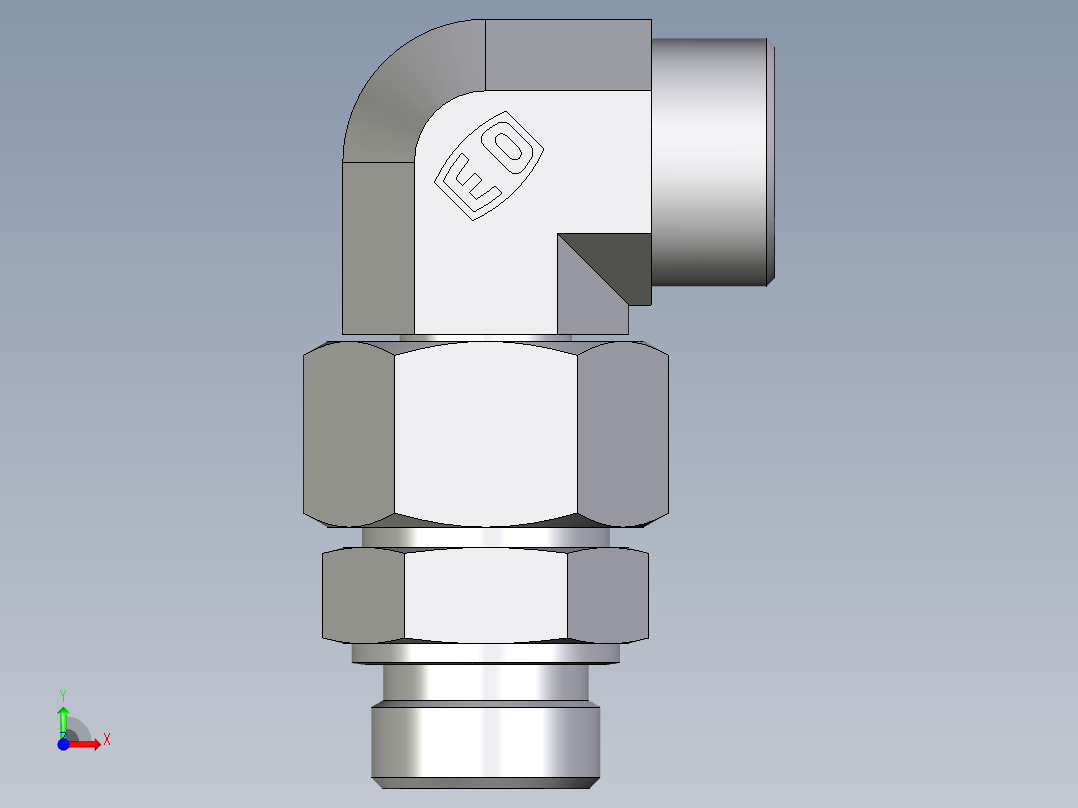 卡套式工业通用硬管接头EO_Assembled_adjustable_standpipe_elbow_EVW25SROMD71前视图