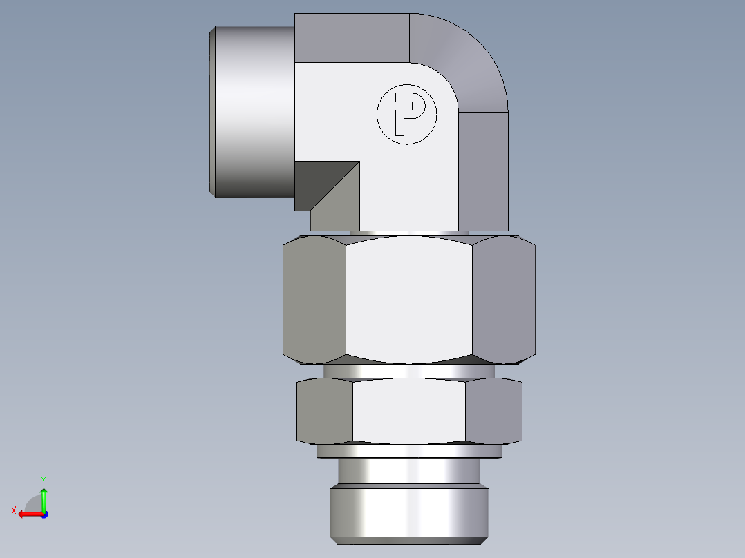 卡套式工业通用硬管接头EO_Assembled_adjustable_standpipe_elbow_EVW25SROMD71后视图