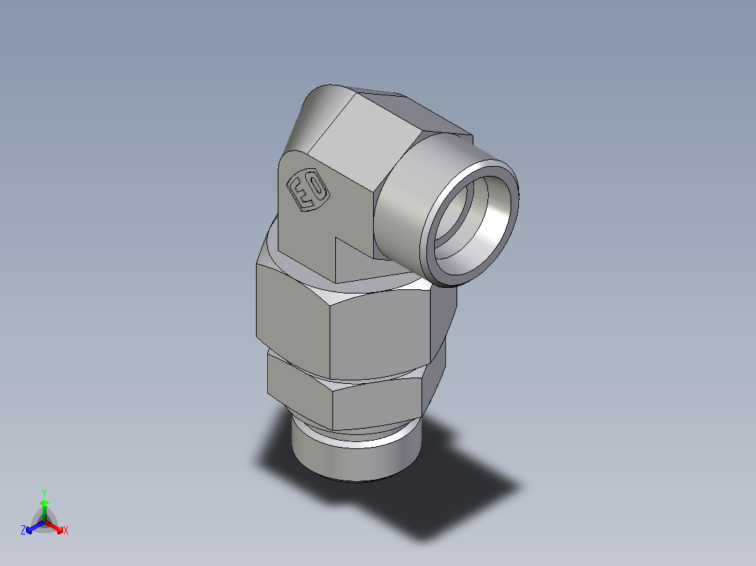卡套式工业通用硬管接头EO_Assembled_adjustable_standpipe_elbow_EVW25SROMD71正等轴测图