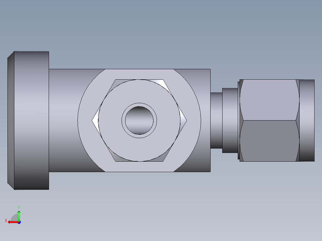 不锈钢Hy-Lok管配件，内螺纹三通，6毫米管外径x 1-4英寸后视图