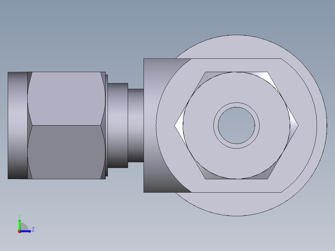 不锈钢Hy-Lok管配件，内螺纹三通，6毫米管外径x 1-4英寸左视图