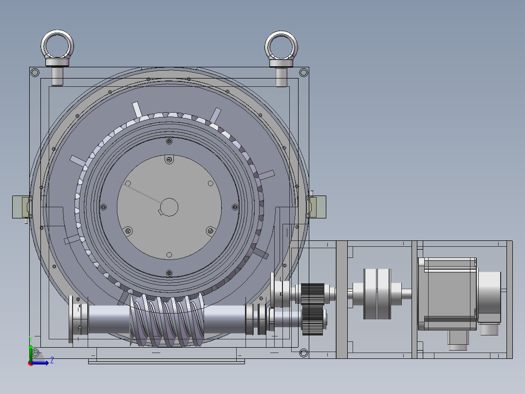 旋转台转台蜗轮蜗杆左视图