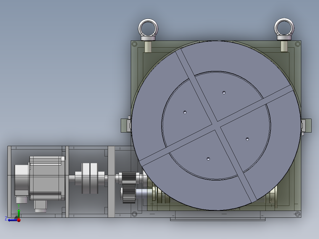 旋转台转台蜗轮蜗杆右视图