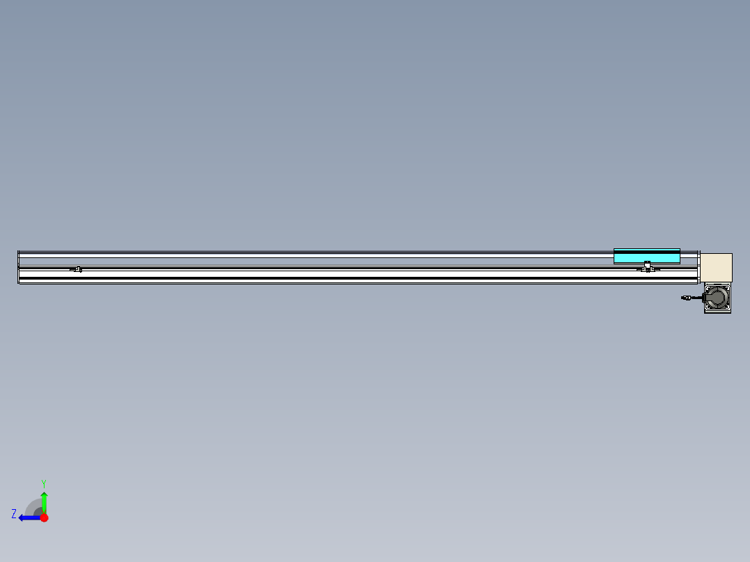 同步带滑台-半封闭B22H-L100-C-S1950-LD-P75-D3-N5右视图