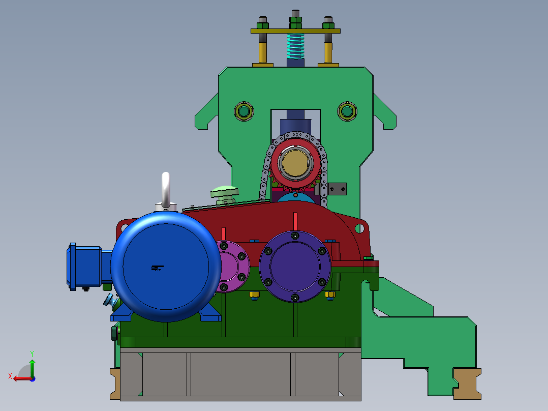 三辊轧制机SW三维图+CAD图纸==1447643==500后视图