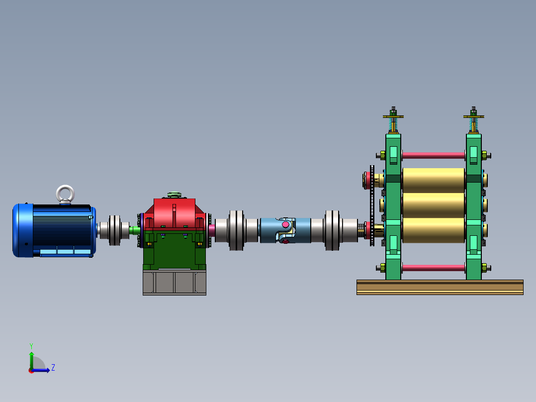 三辊轧制机SW三维图+CAD图纸==1447643==500左视图