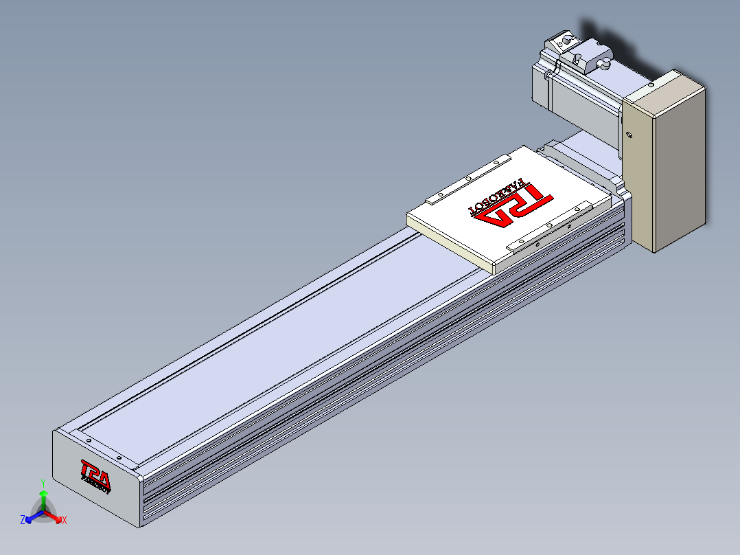 同步带全封闭直线模组TPA-HCB-110D-90-L400-LU-Y-P40-N3正等轴测图