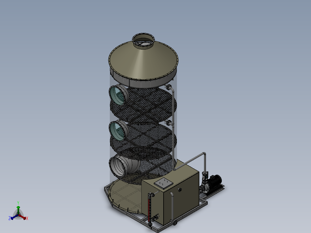 Φ2000×5700喷淋洗涤塔（sw18可编辑+工程图+BOM）