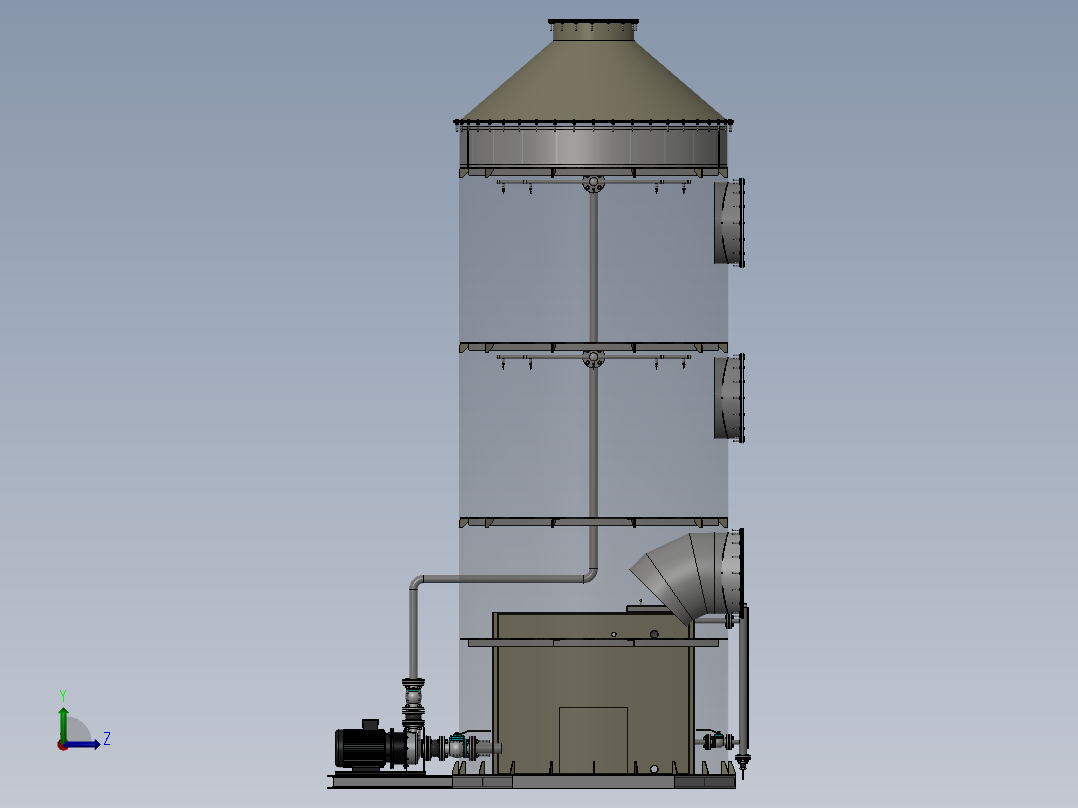 Φ2000×5700喷淋洗涤塔（sw18可编辑+工程图+BOM）左视图