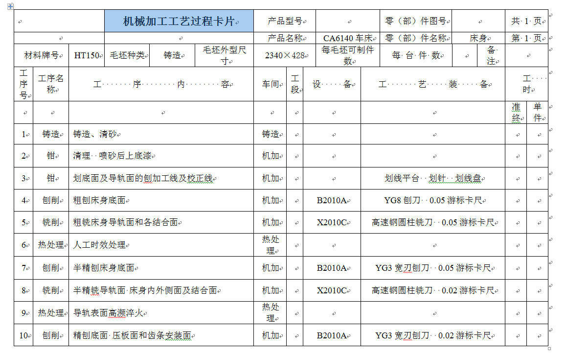 机械毕业设计-0038-工艺夹具-CA6140车床床身加工工艺及夹具设计