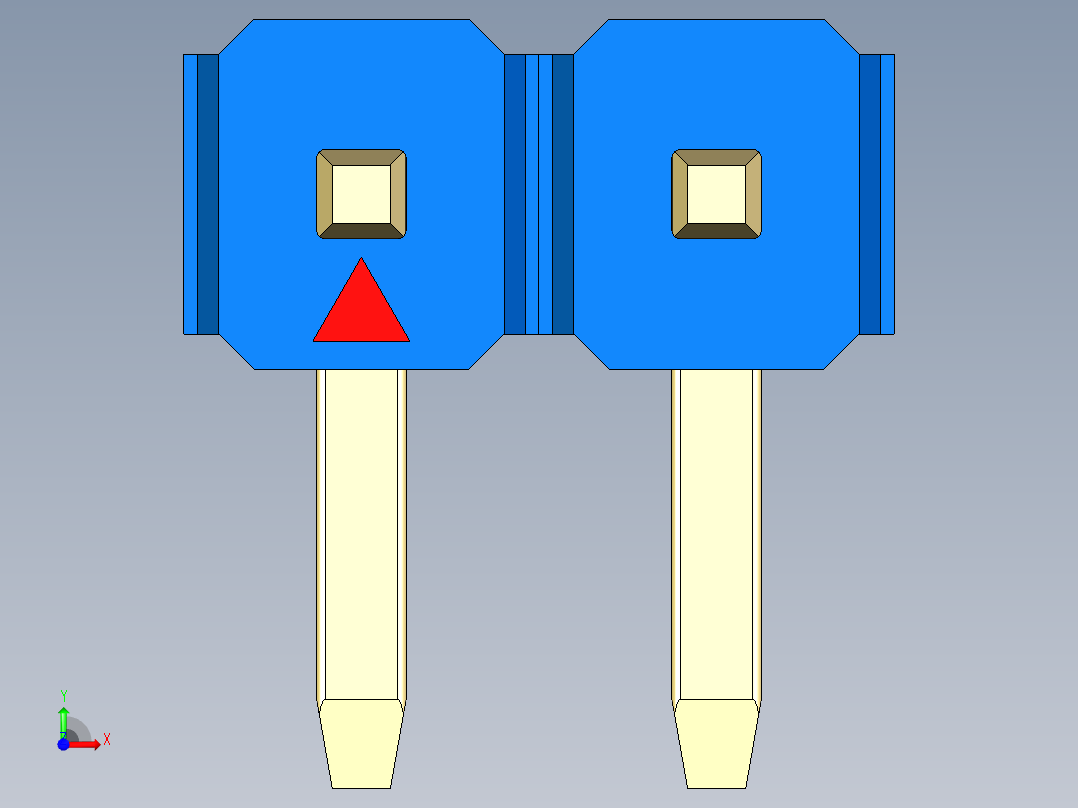 彩色公排针 100mil 2.54mm 系列-DS1022_blue_1x02p_100mil_TypeD_rev1.0前视图