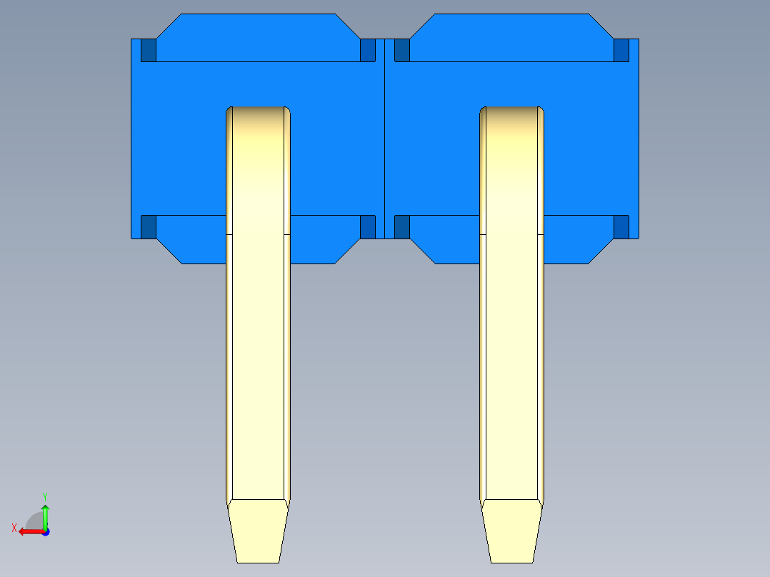 彩色公排针 100mil 2.54mm 系列-DS1022_blue_1x02p_100mil_TypeD_rev1.0后视图