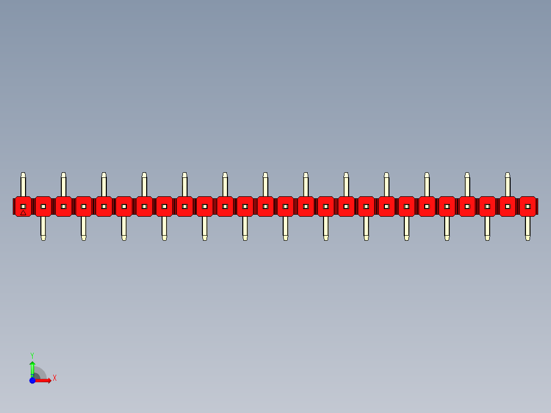 彩色公排针 100mil 2.54mm 系列-DS1022_red_26p_100mil_Type_SMT_R1_rev1.0前视图