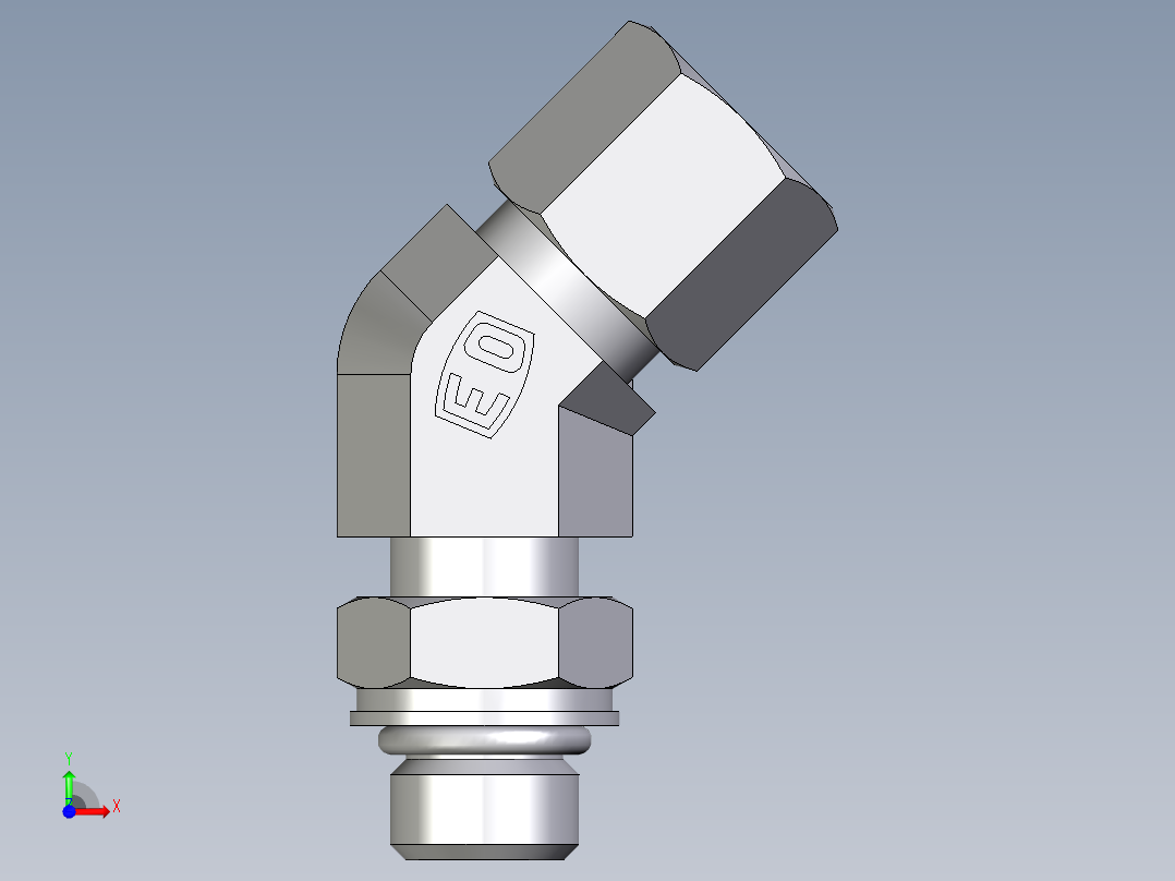 卡套式工业通用硬管接头EO_Adjustable_locknut_45_deg_elbow_VEE08ZSMORCF前视图