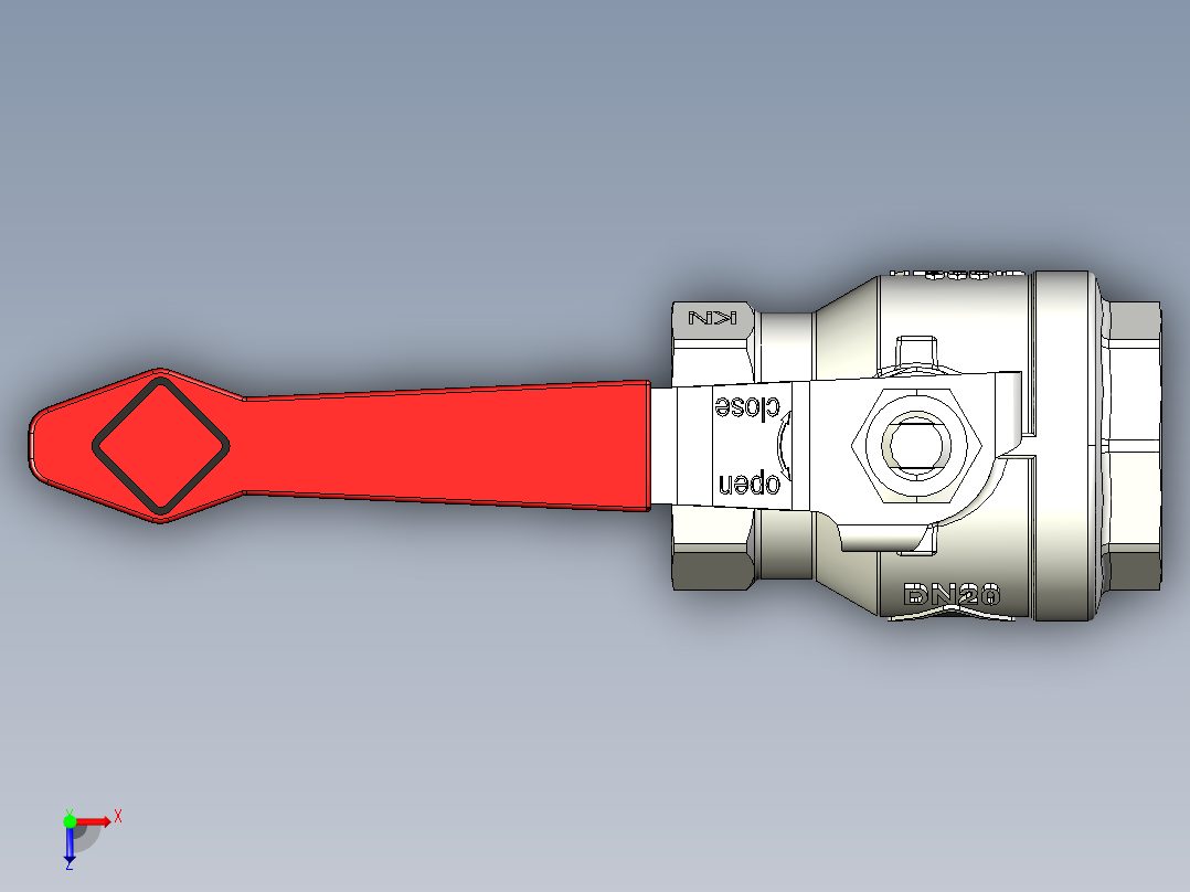 带加长杆的球阀俯视图
