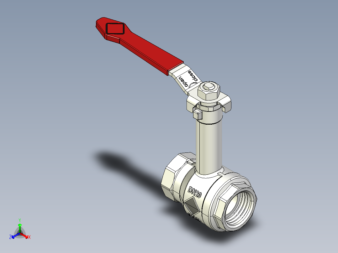 带加长杆的球阀正等轴测图