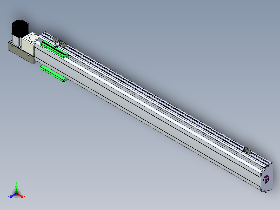 同步带滑台-半封闭B13H-L45-S1100-L-P40-D3正等轴测图