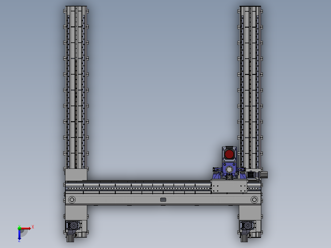 QL4040龙门移动式数控平面钻床（sw20可编辑+工程图）俯视图