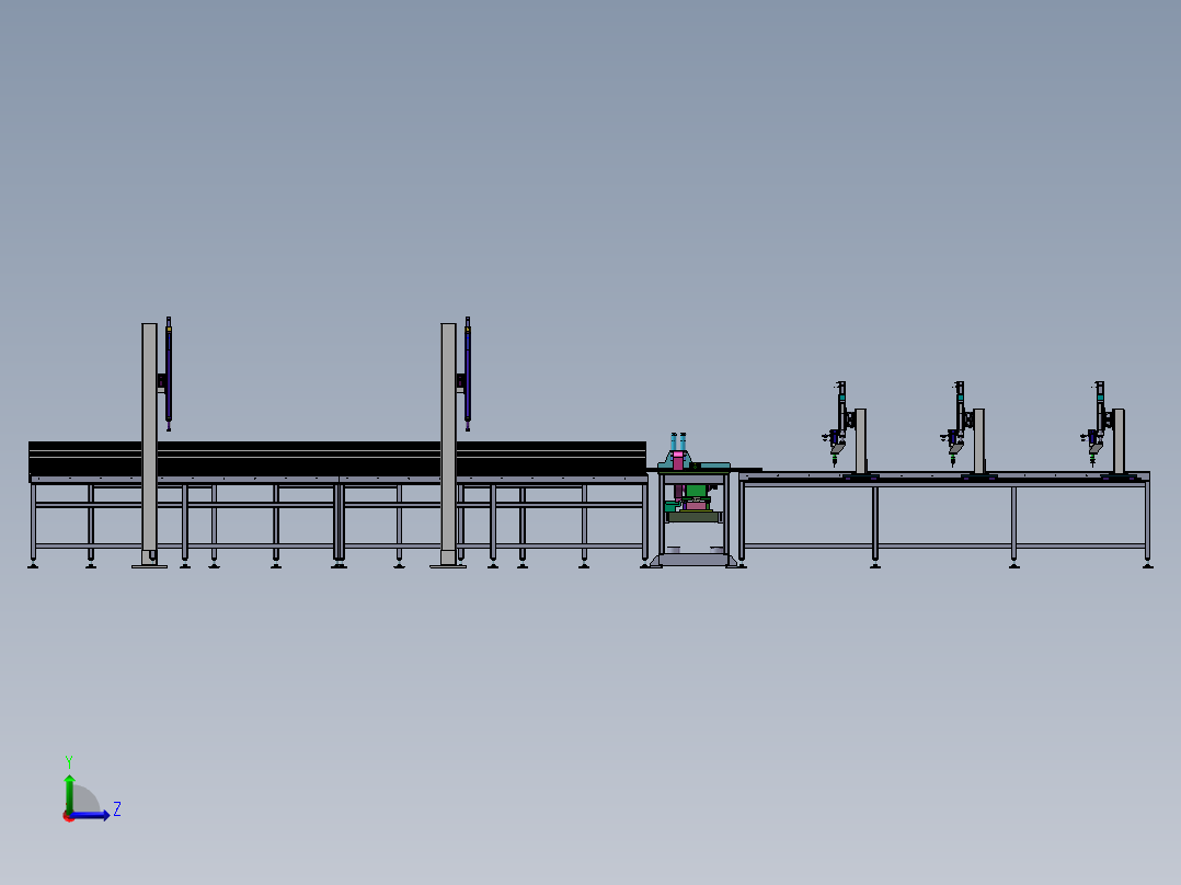 铝型材切断打孔线sw21可编辑左视图