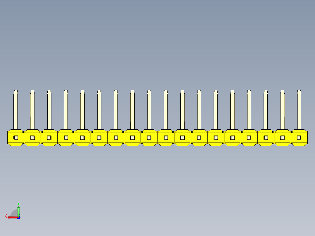 彩色公排针 100mil 2.54mm 系列-DS1022_yellow_18p_100mil_TypeU_rev1.0后视图