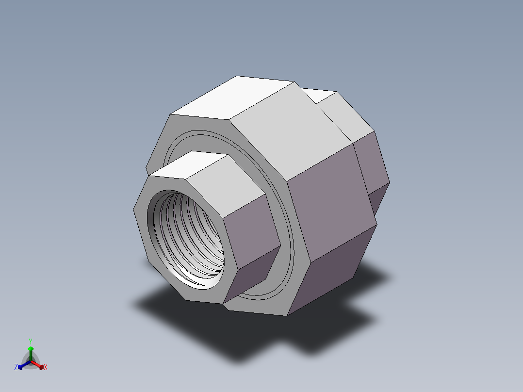 活接-等径内丝直通 DN10正等轴测图