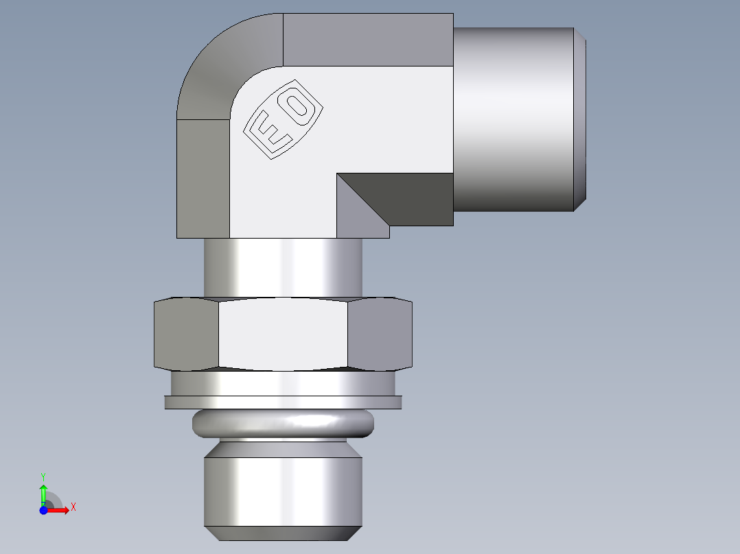 卡套式工业通用硬管接头EO_Adjustable_Locknut_elbow_WEE08LMOROMDCF前视图