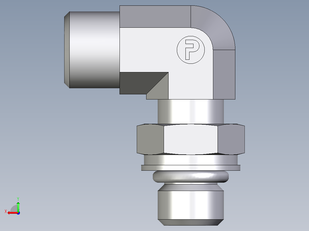 卡套式工业通用硬管接头EO_Adjustable_Locknut_elbow_WEE08LMOROMDCF后视图