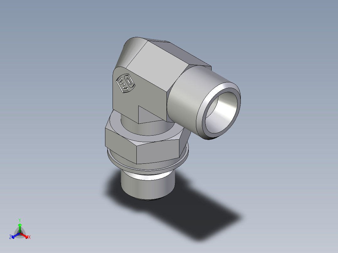 卡套式工业通用硬管接头EO_Adjustable_Locknut_elbow_WEE08LMOROMDCF正等轴测图