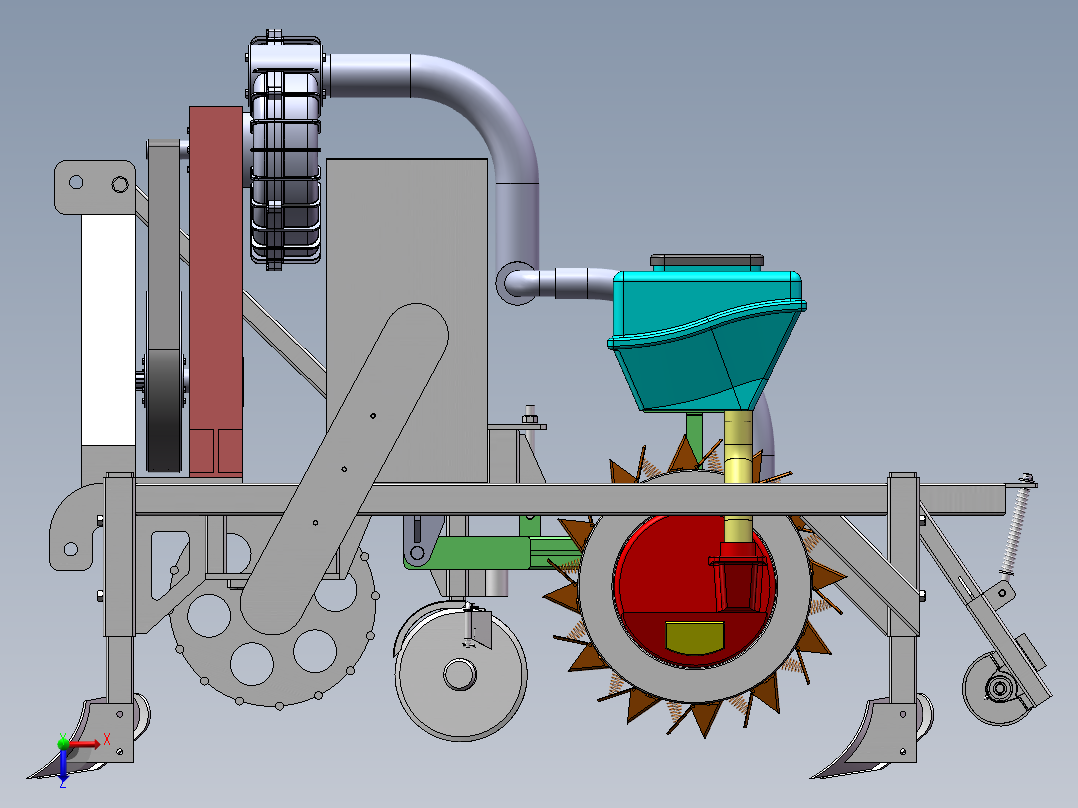 气吸式播种机俯视图