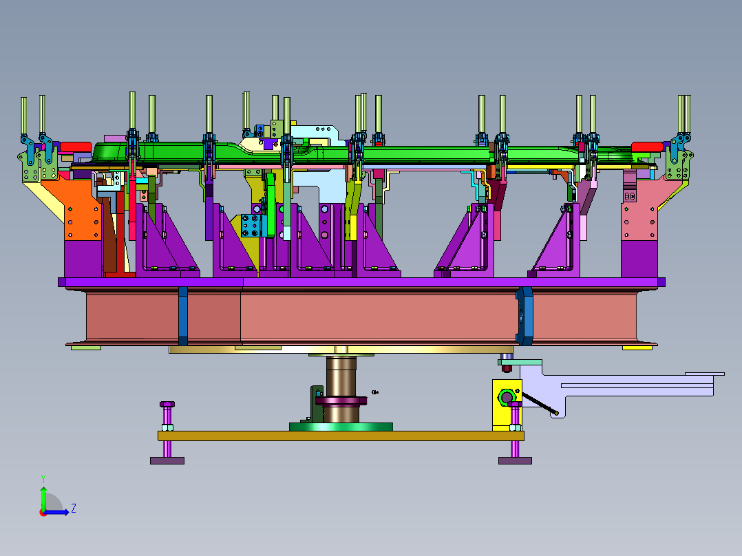 用于汽车车门加工的工装夹具左视图