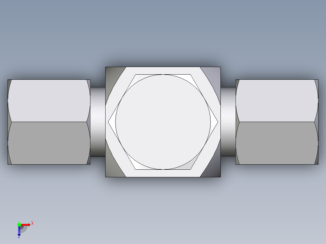 卡套式工业通用硬管接头EO_High_pressure_banjo_tee_TH06ZSRKD71俯视图