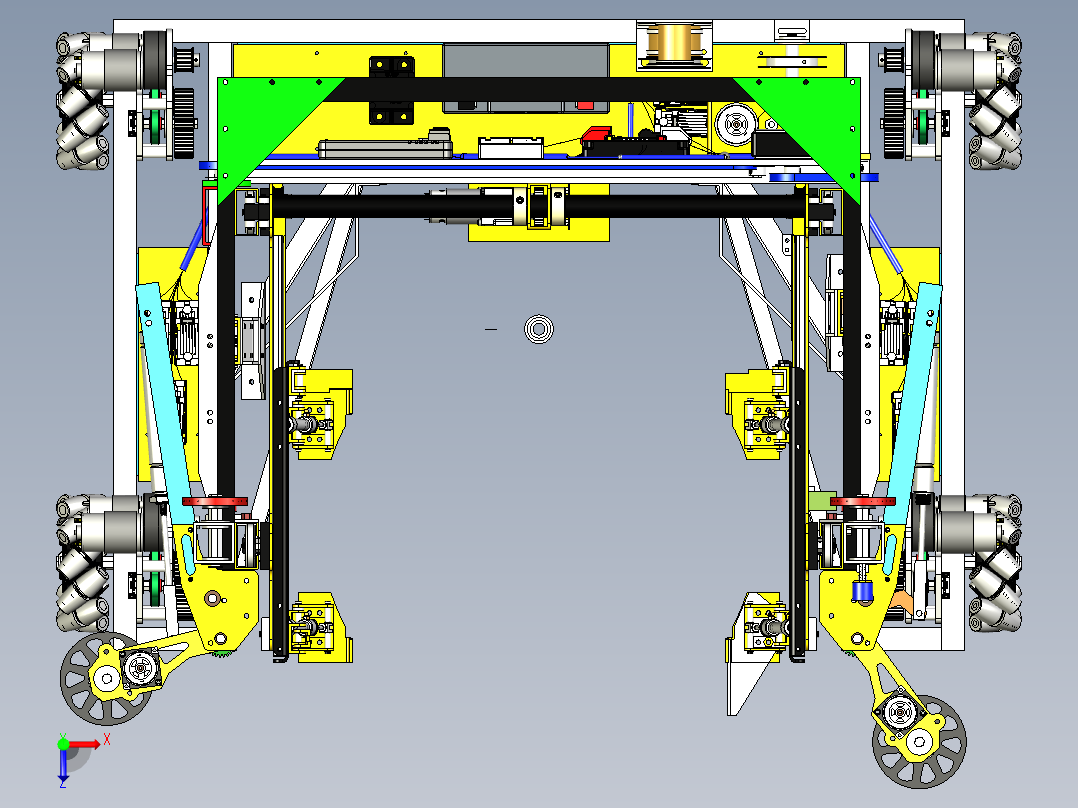 FRC 2015 846号麦克纳姆轮车三维建模图纸 stp格式俯视图