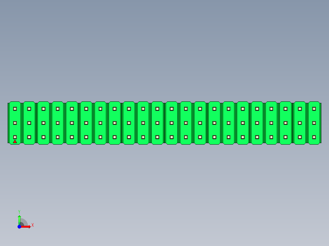 彩色公头100mil（2.54mm）系列-DS1021_green_3x22p_100mil_Type1_rev1.0前视图